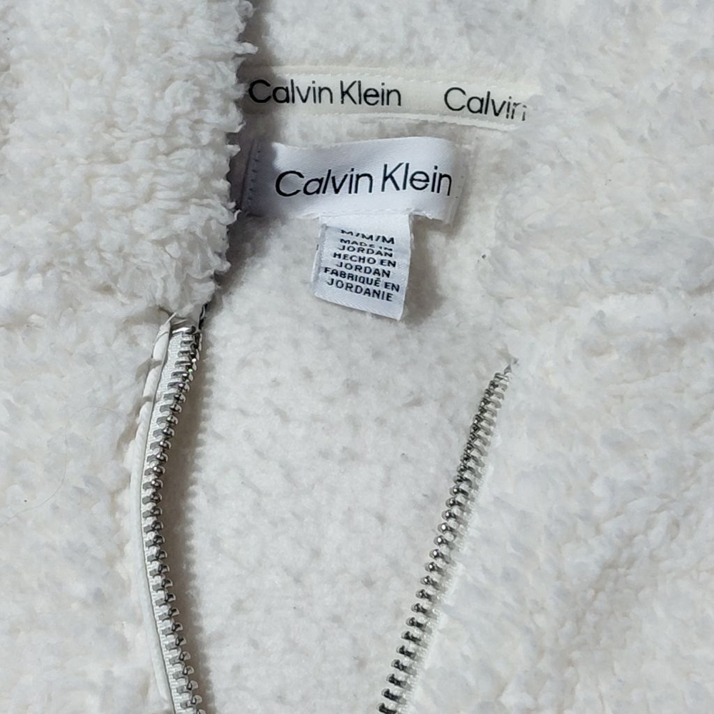 Women's Calvin Klein White Sherpa Hoodie M - Picture 4 of 8